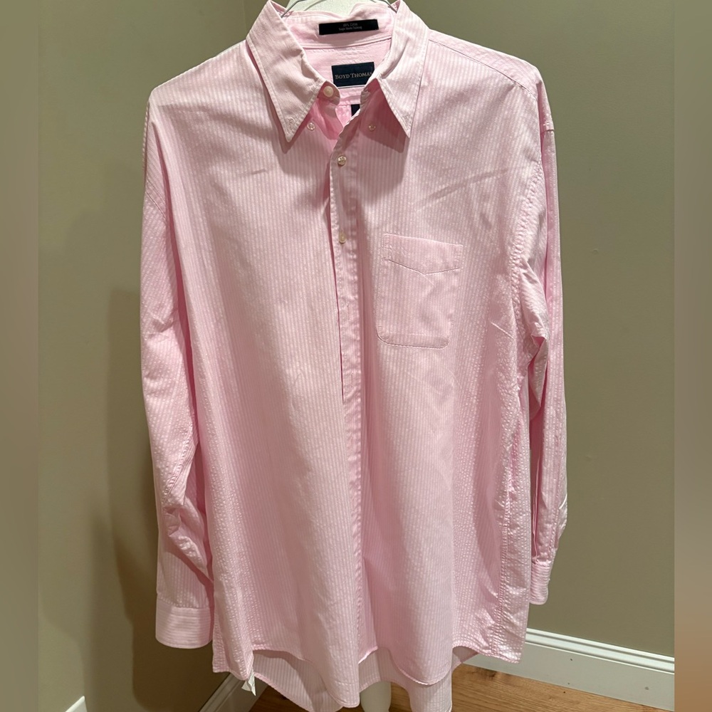 Boyd Thomas Men's Pink Striped Shirt XL 100% Cotton Button Down
